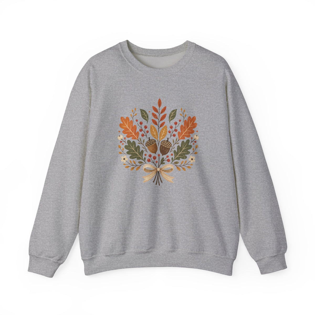Autumn Foliage Bouquet Sweatshirt | Fall Leaves Acorn Crewneck