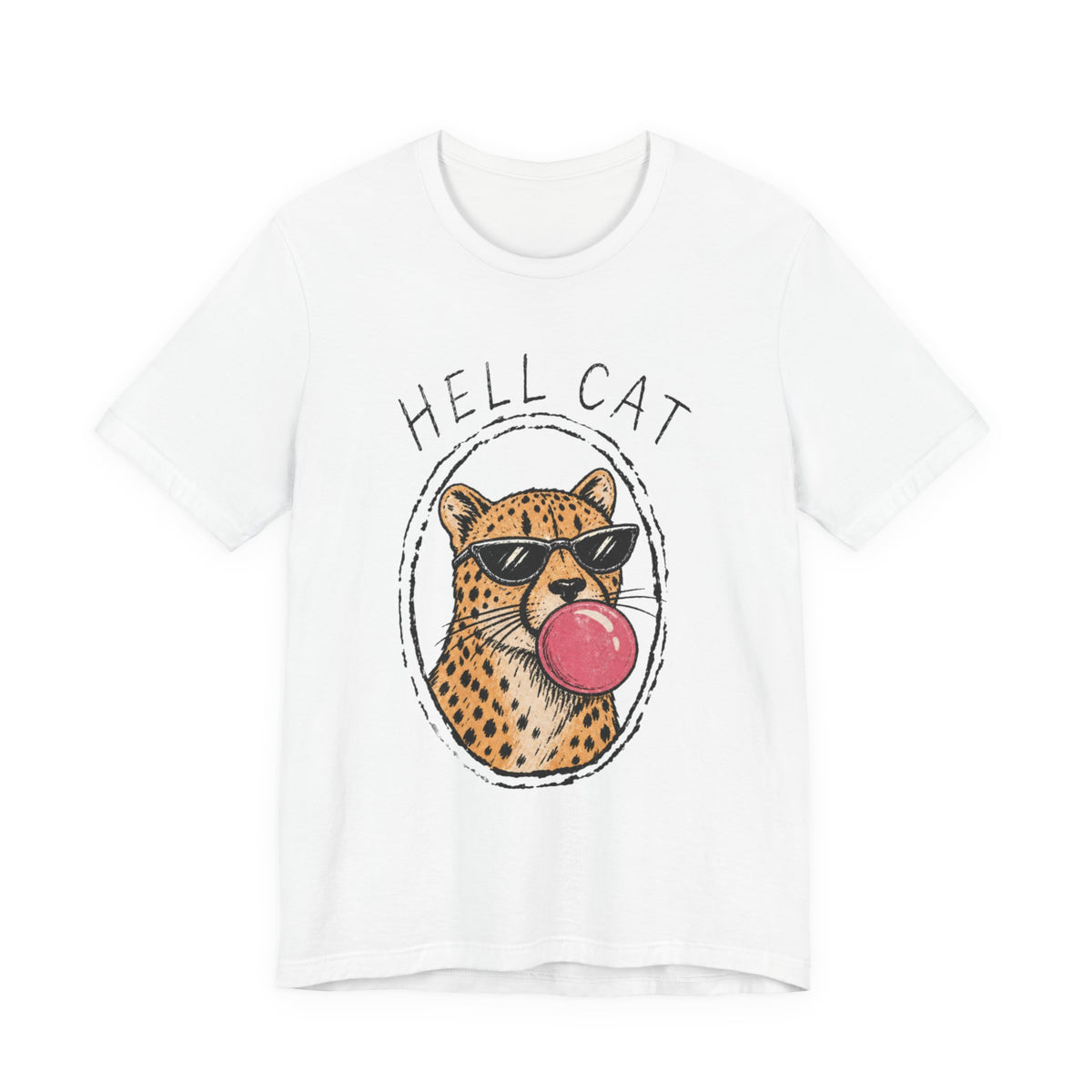 Hell Cat with Sunglasses and Bubblegum T-Shirt | Funny Cat Tee