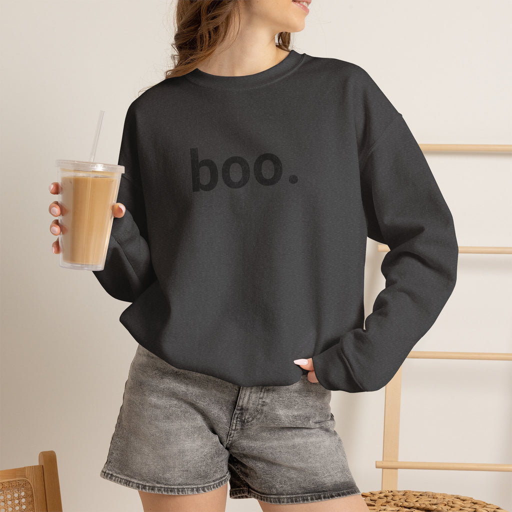 boo distressed sweatshirt | Minimal Halloween Text Design