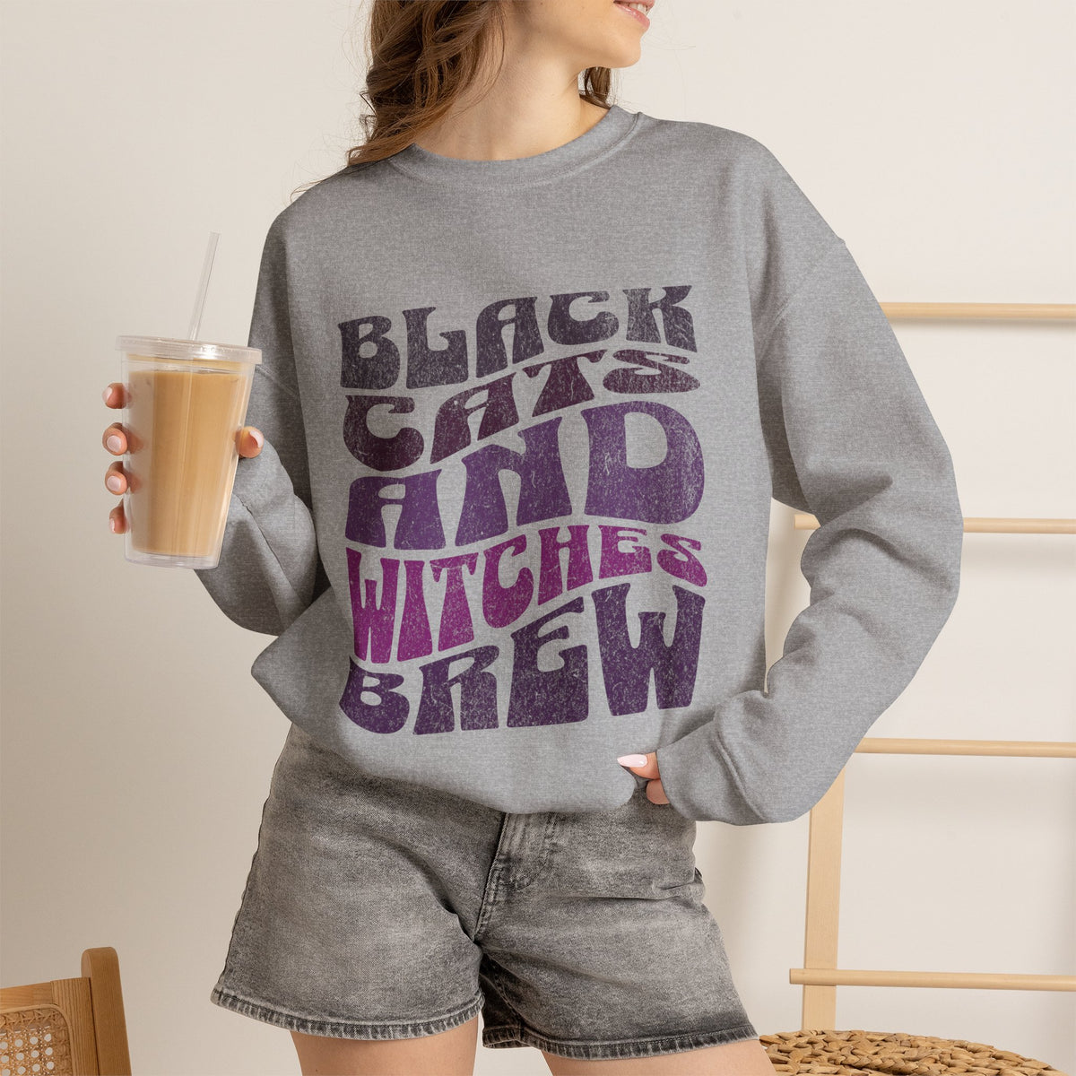 Black Cats and Witches Brew Sweatshirt | Halloween spooky typography