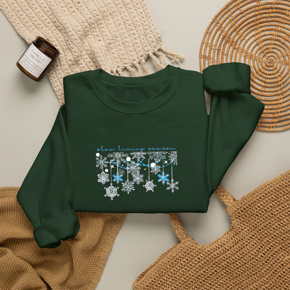 Embroidered Sweatshirt Winter Snowflakes | Slow Living Season Christmas
