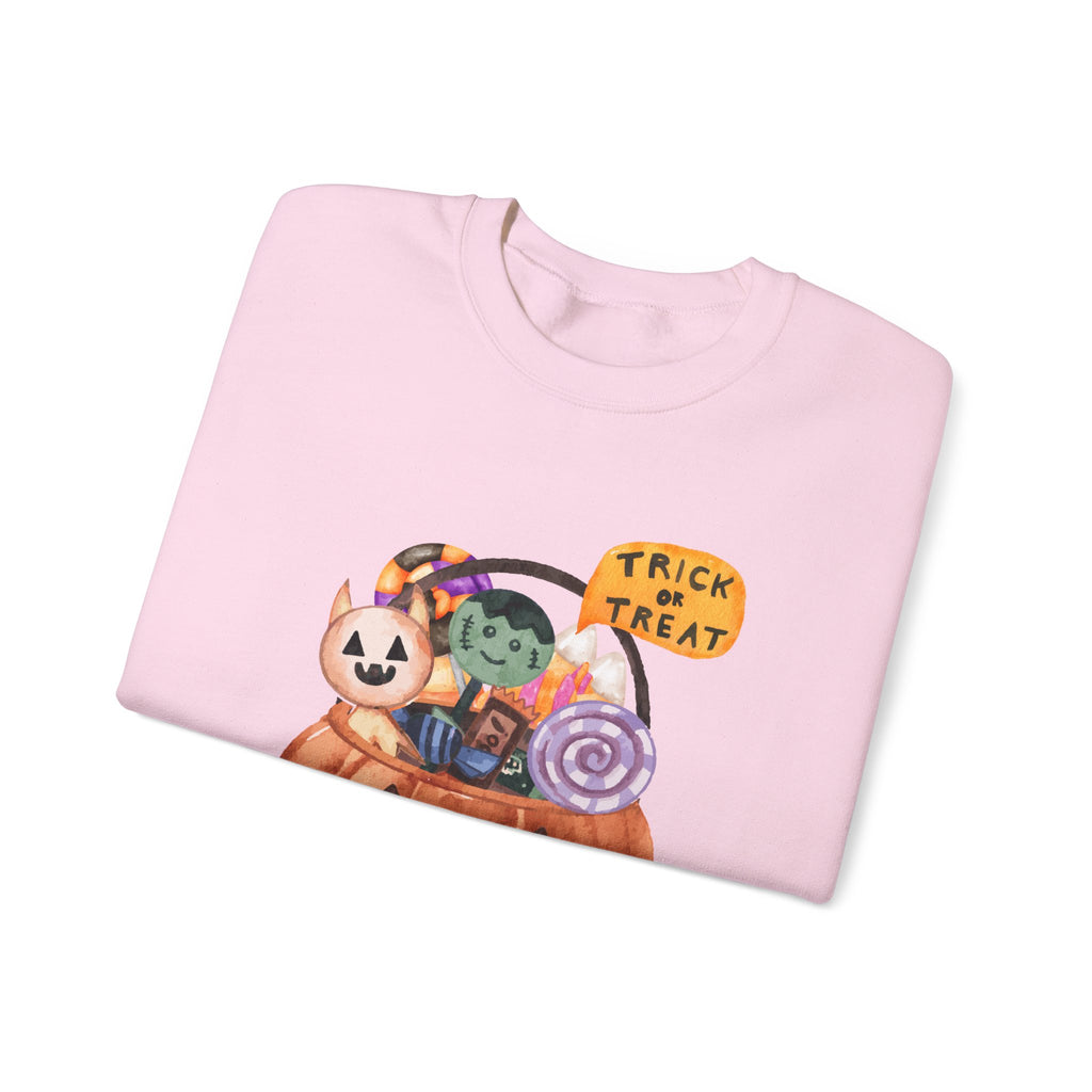 Halloween Pumpkin Candy Crewneck Sweatshirt — Trick or Treat Jack-O-Lantern Design