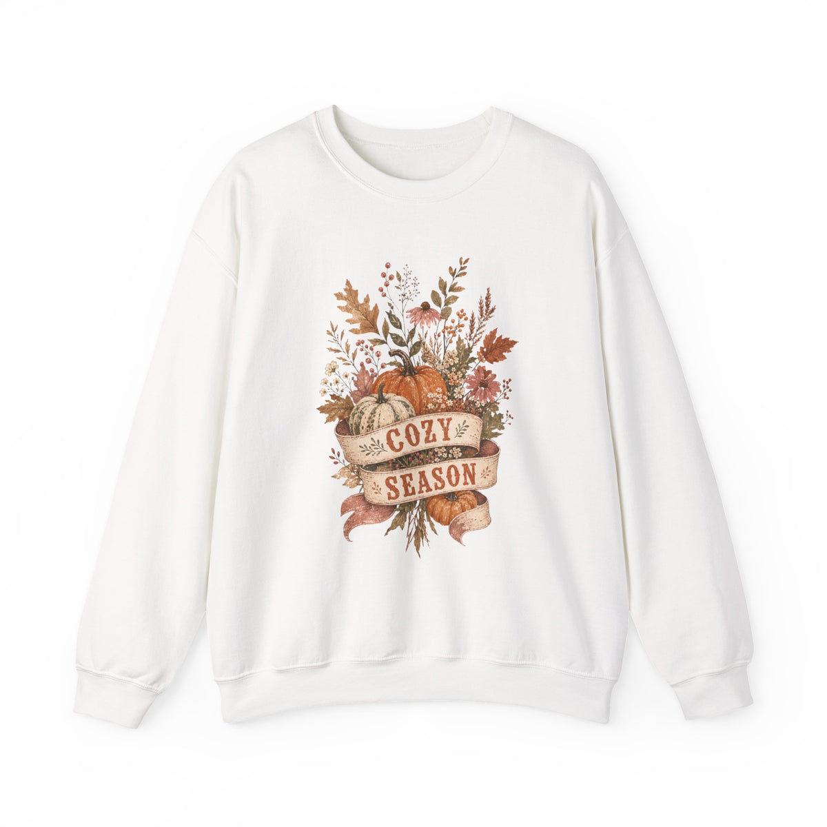 Cozy Season Fall Pumpkin Floral Crewneck Sweatshirt | Autumn Sweater