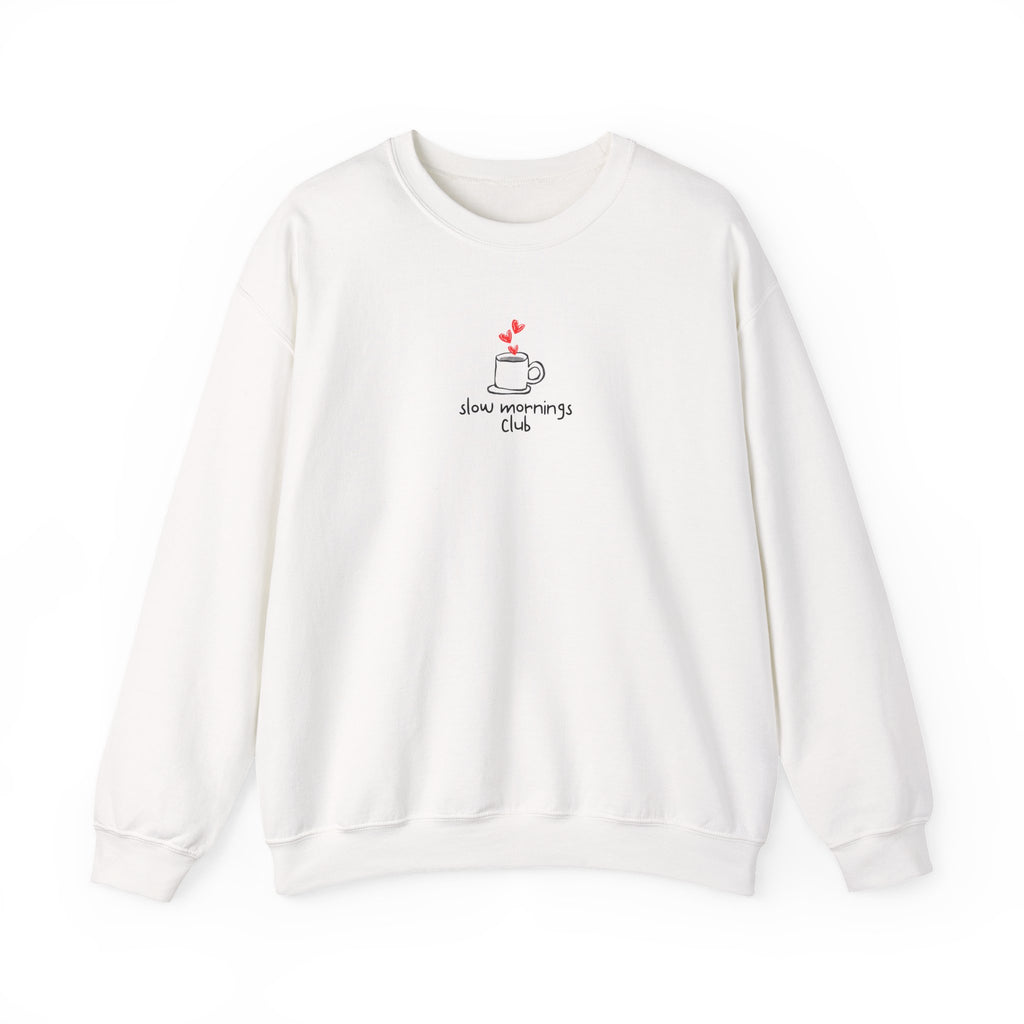 Slow Mornings Club sweatshirt | Coffee Mug Illustration, Cozy Crewneck