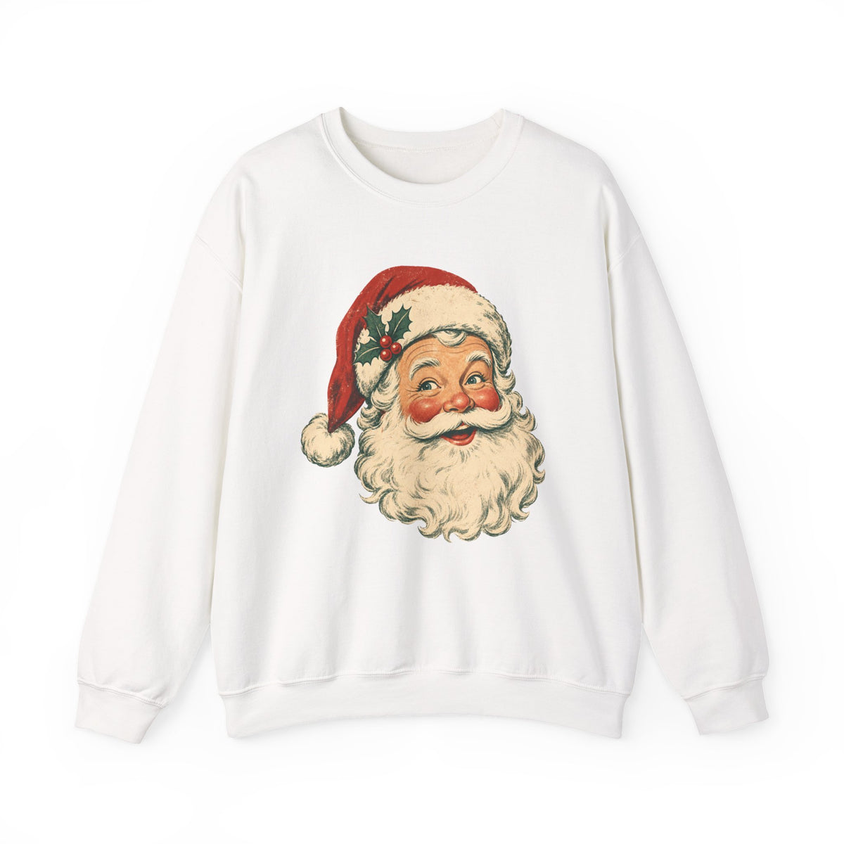 Vintage Santa Face Crewneck Sweatshirt | Retro Christmas Holiday Sweater