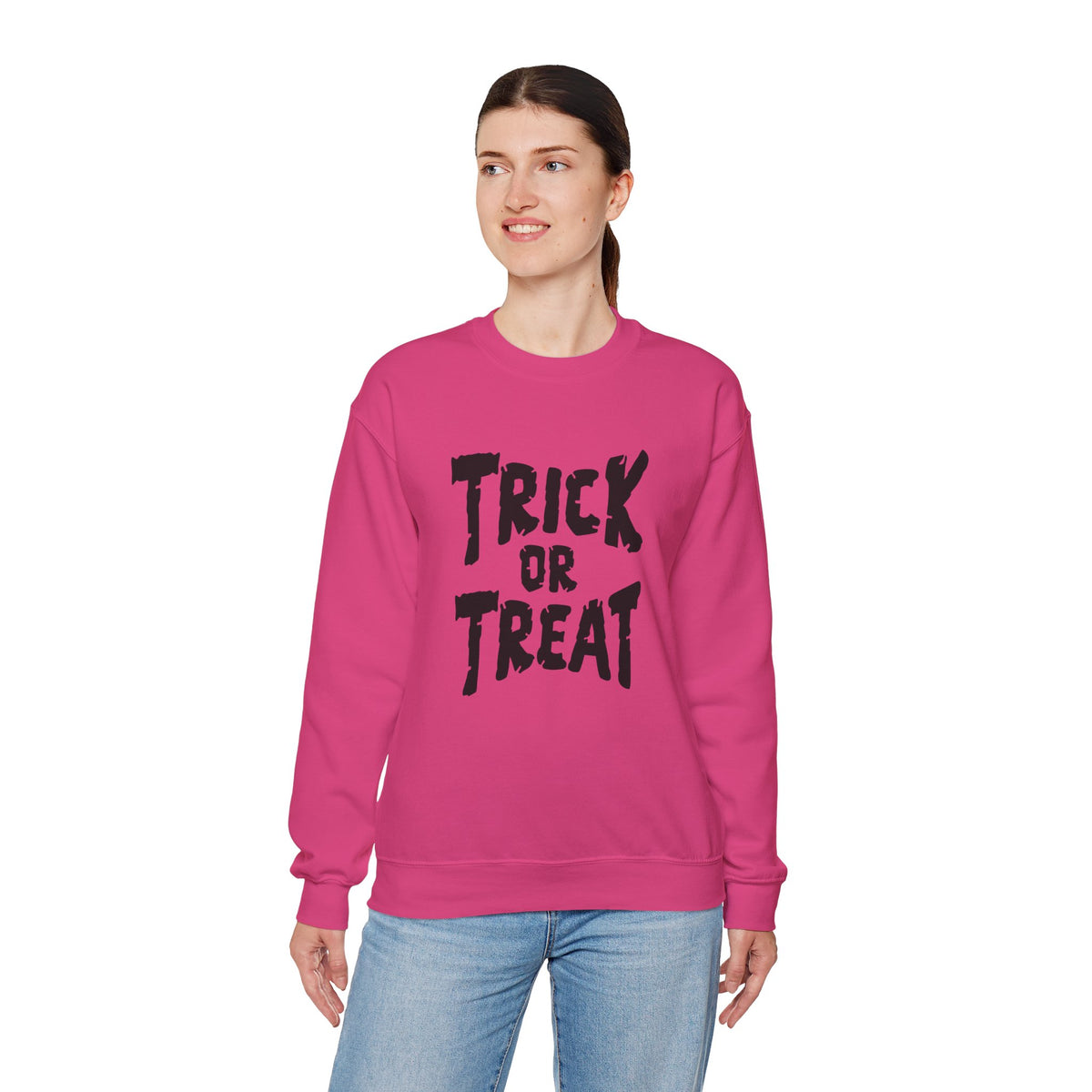 Trick or Treat Halloween lettering Crewneck Sweatshirt | Halloween sweater