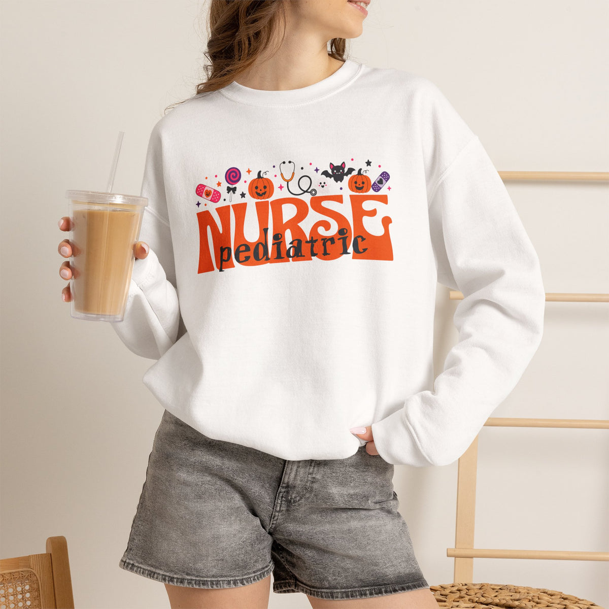 Halloween Pediatric Nurse sweatshirt | cute spooky icons