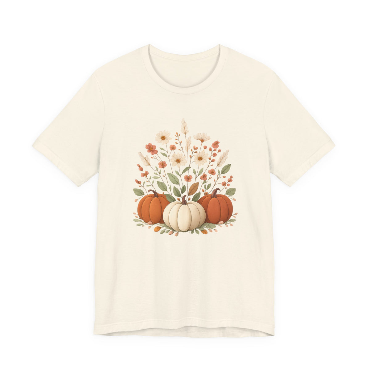 Autumn Pumpkins and Wildflowers Tee | Fall Floral Pumpkin Trio