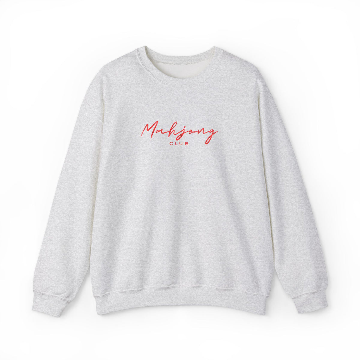 Embroidered Sweatshirt Mahjong Club | Minimalist Typography Asian Game Crewneck