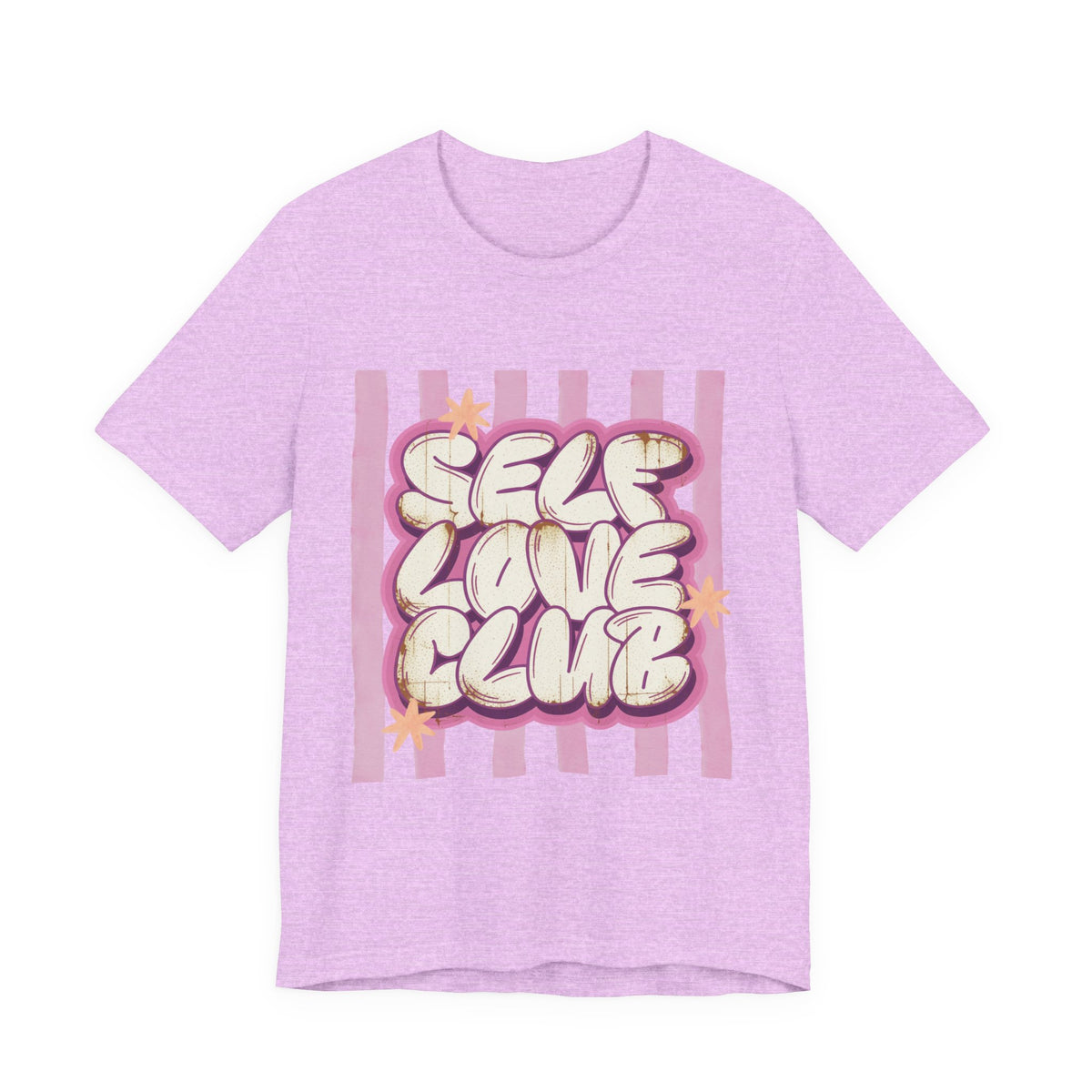 Self Love Club Tee | Pink Stripes, Retro Bubble Letter Graphic
