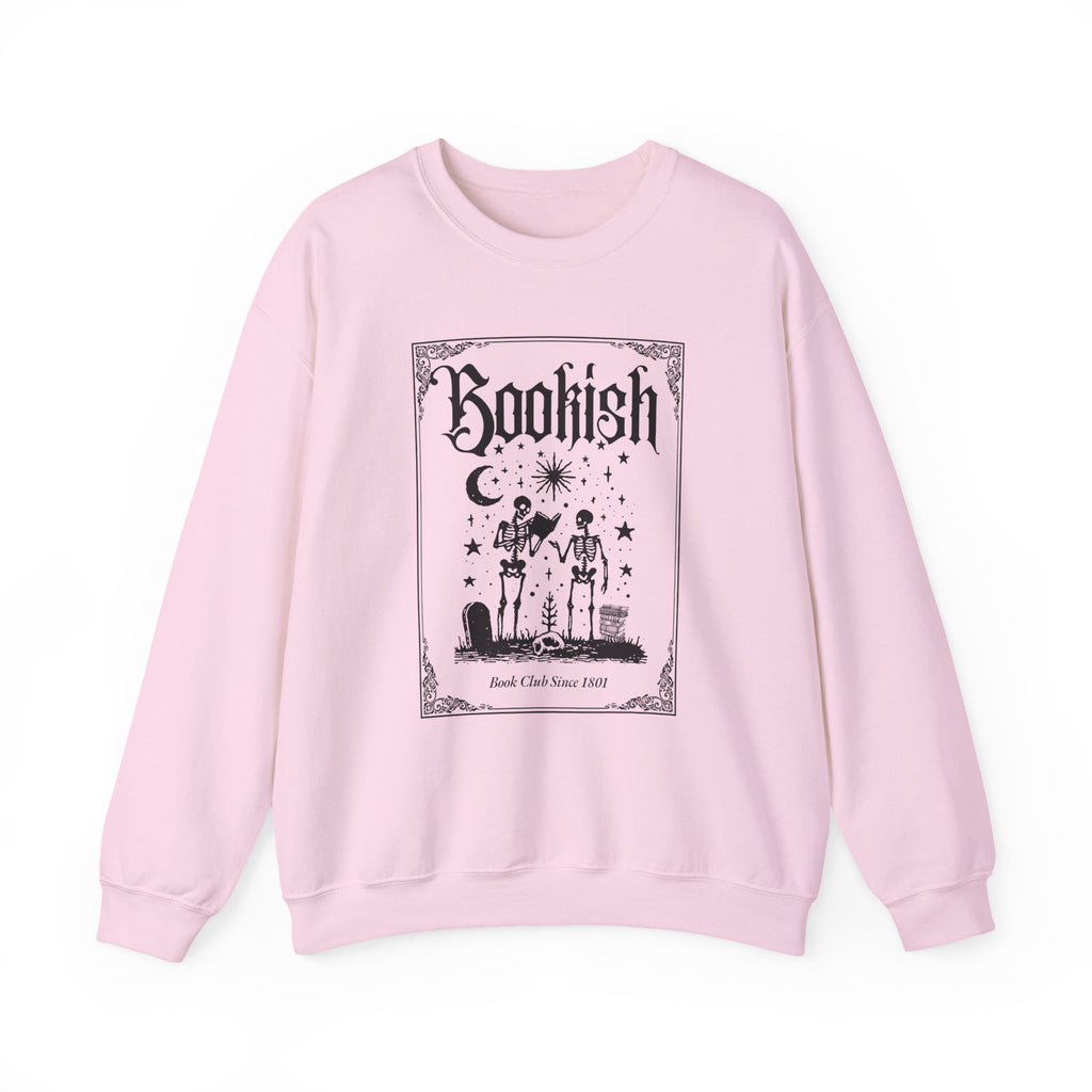 Bookish Halloween Skeletons Illustration Crewneck Sweatshirt | Witchy Reading Graphic