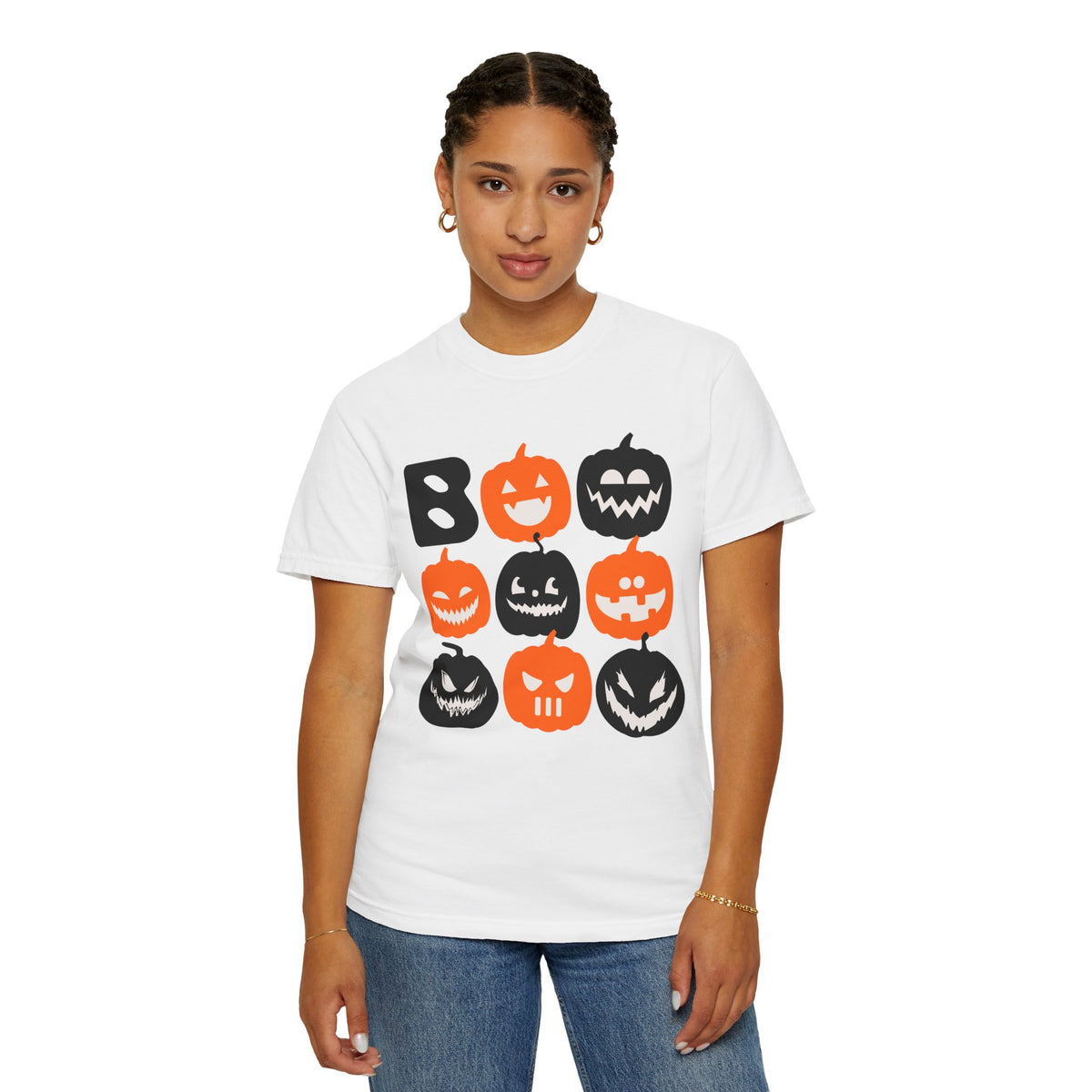 Jack-o-Lantern Faces T-shirt | Halloween Pumpkins Boo Pattern