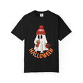 Cute Ghost Wearing BOO Beanie Halloween Comfort Colors T-shirt | Trick or Treat Pumpkin coffee Illustration