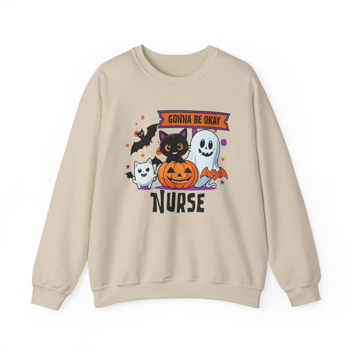 Halloween Nurse Sweatshirt Gonna Be Okay | Cute Ghosts, Cat, Pumpkin, Bats