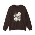 Moody Edgy Floral Skull Crewneck Sweatshirt | Botanical Skull Design Gothic Halloween Dark Romantic