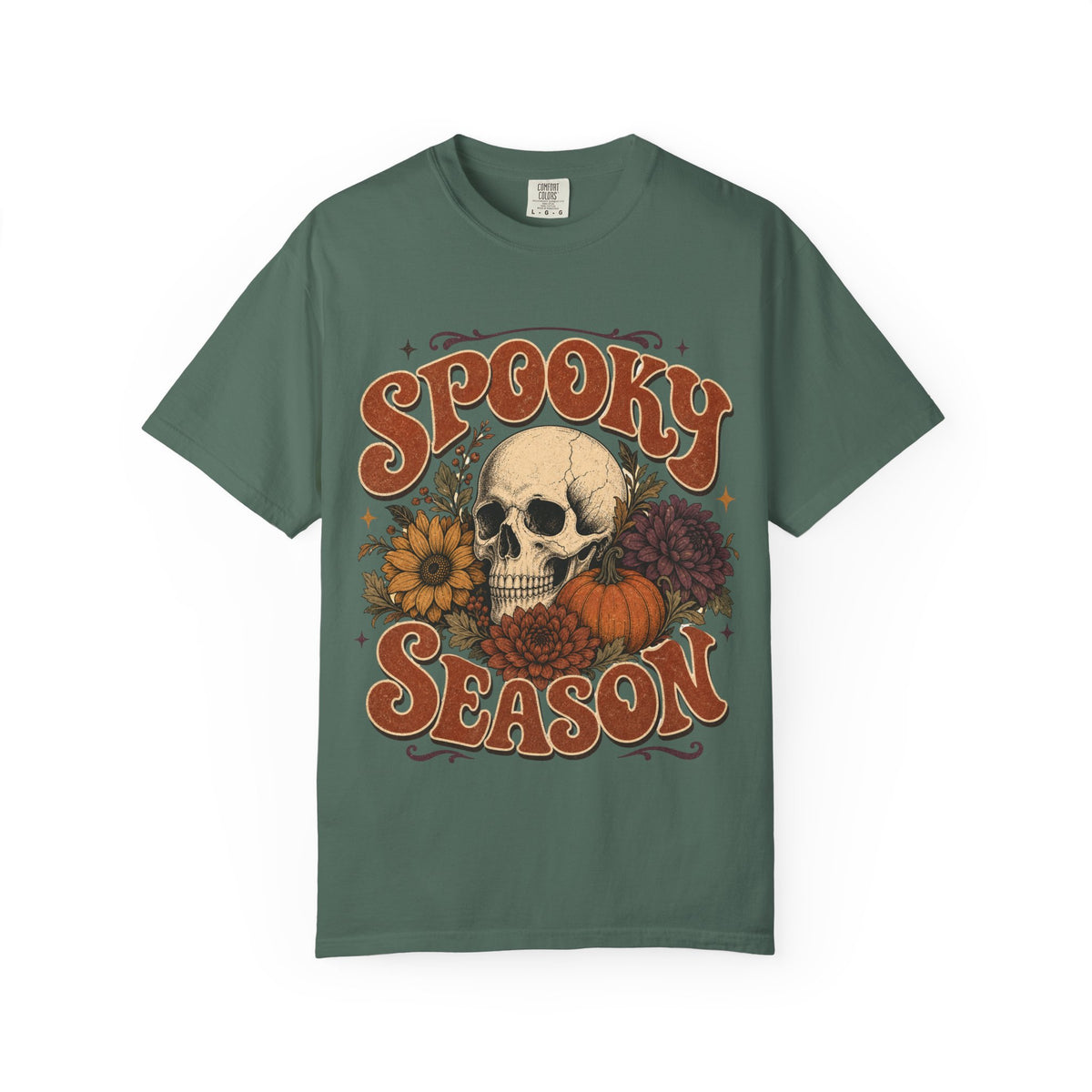 Spooky Season Skull Pumpkin Floral T-shirt | Halloween Fall Tee