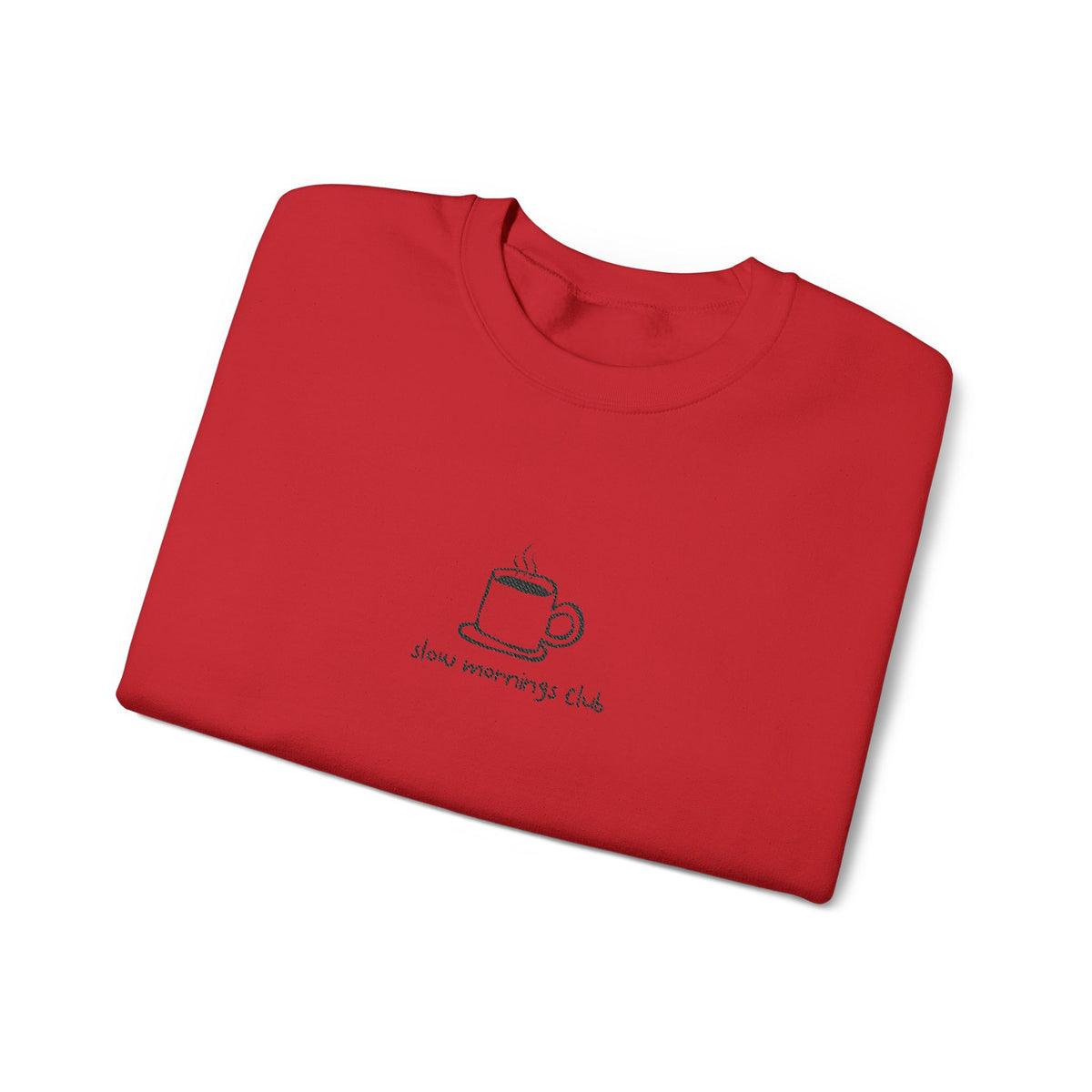 Embroidered Sweatshirt Coffee Lovers | Coffee Cup Slow Mornings Club Minimalist Design
