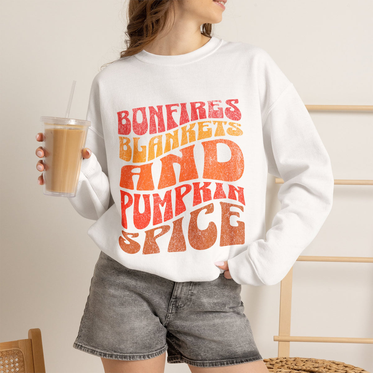 Bonfires Blankets and Pumpkin Spice Sweatshirt | Fall Cozy Typography