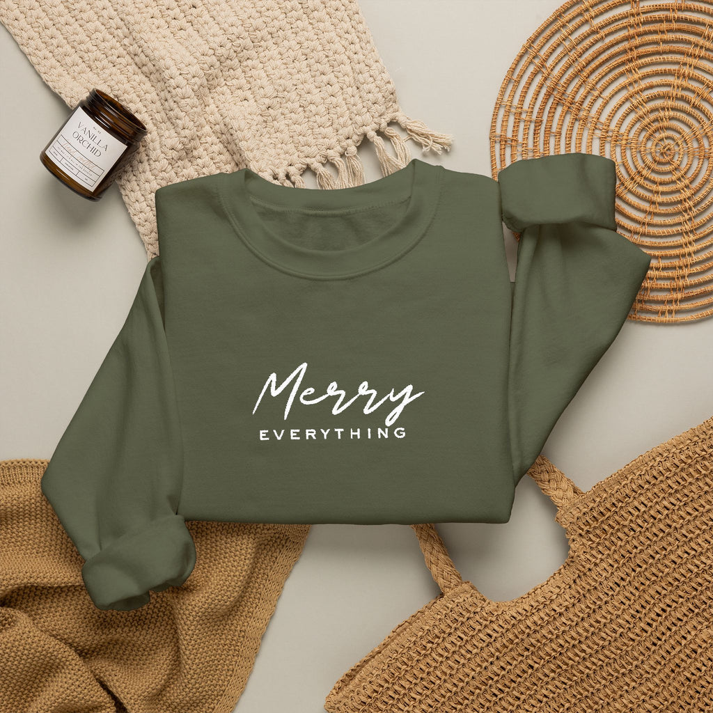 Embroidered Sweatshirt Christmas | Merry Everything Minimalist Crewneck