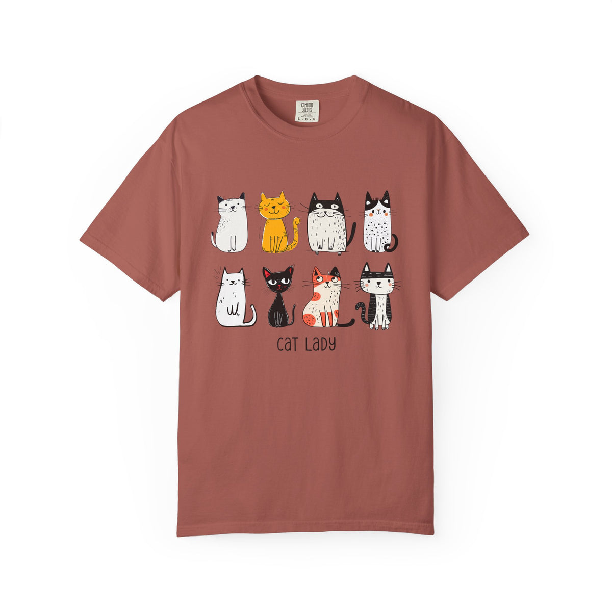 Cute Cat Illustration Cat Lady T-shirt | Kitty Lineup, Whimsical Cats