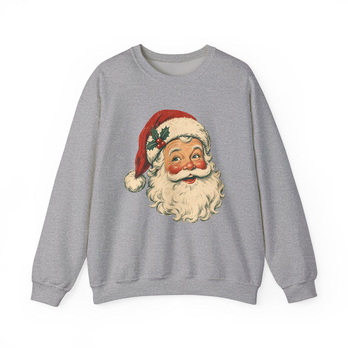 Vintage Santa Face Crewneck Sweatshirt | Retro Christmas Holiday Sweater