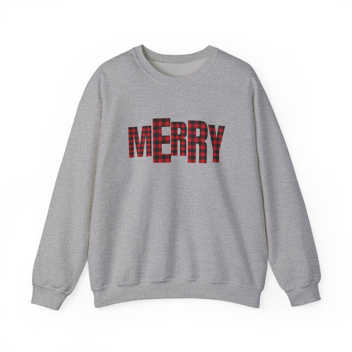 MERRY buffalo plaid letters Sweatshirt | Christmas holiday cozy design