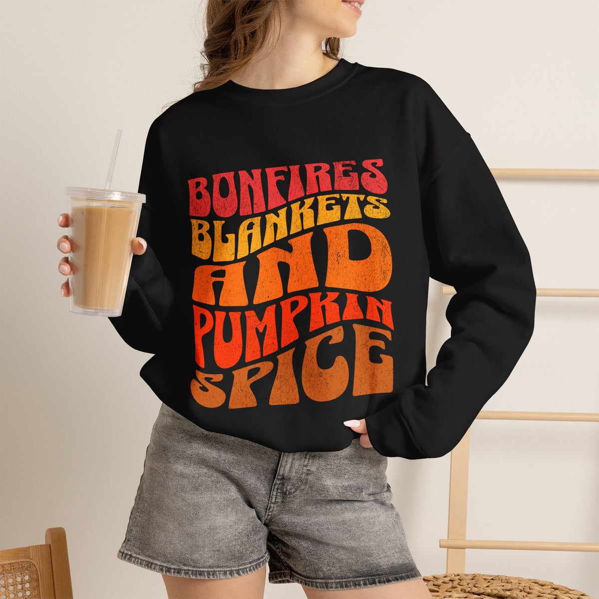 Bonfires Blankets and Pumpkin Spice Sweatshirt | Fall Cozy Typography