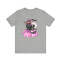 Black Cat Witch with Pink Pumpkins Tee | Halloween Cat Shirt