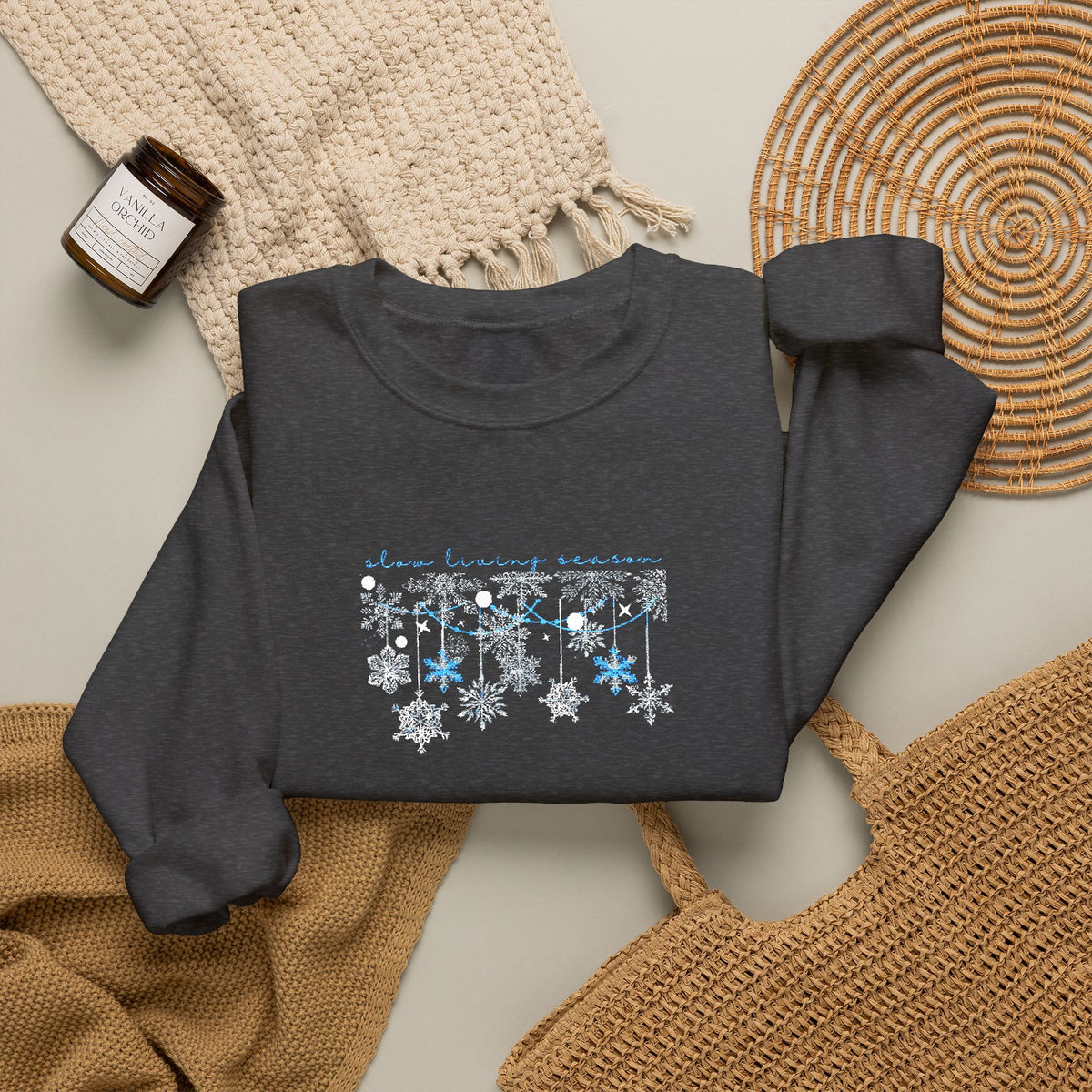 Embroidered Sweatshirt Winter Snowflakes | Slow Living Season Christmas