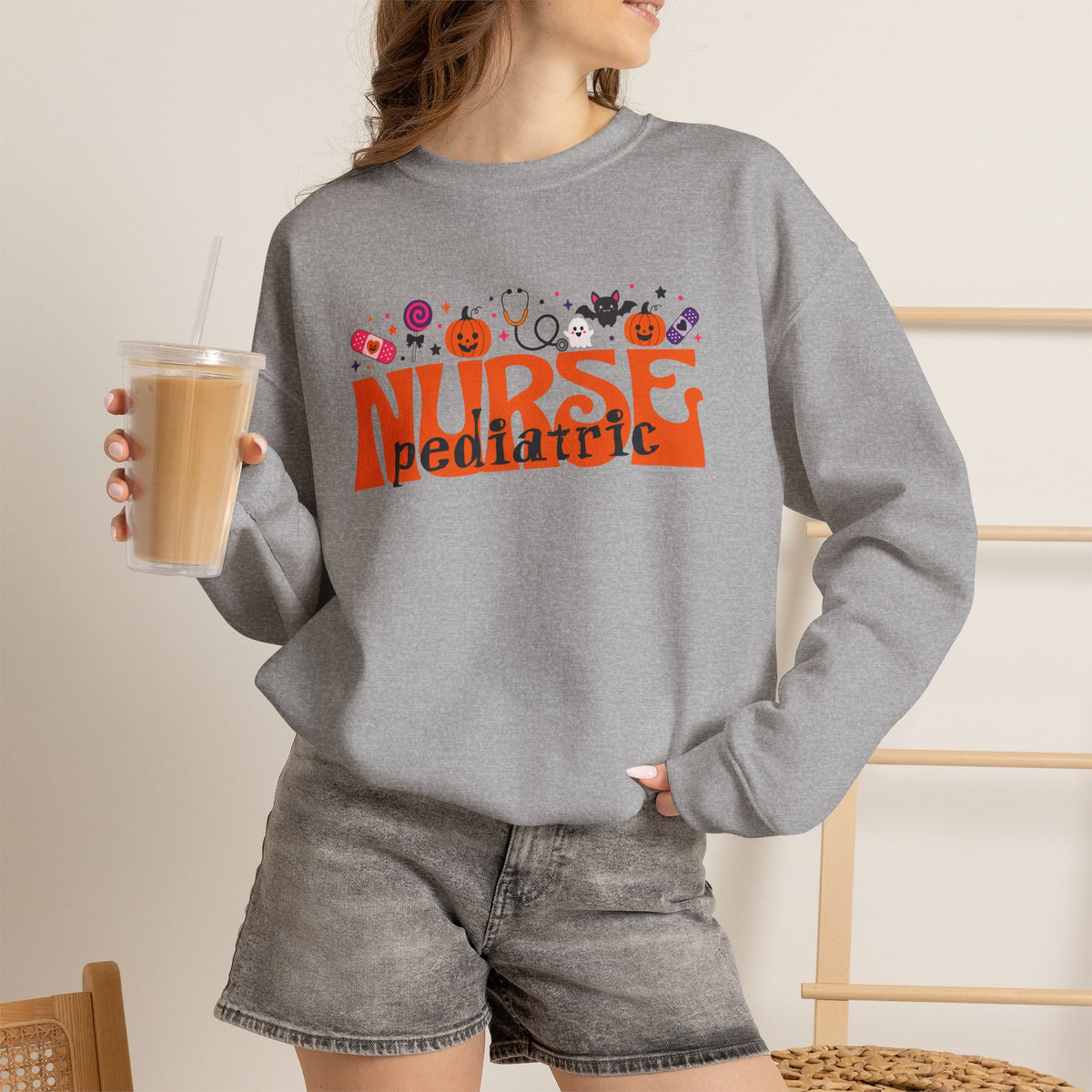 Halloween Pediatric Nurse sweatshirt | cute spooky icons