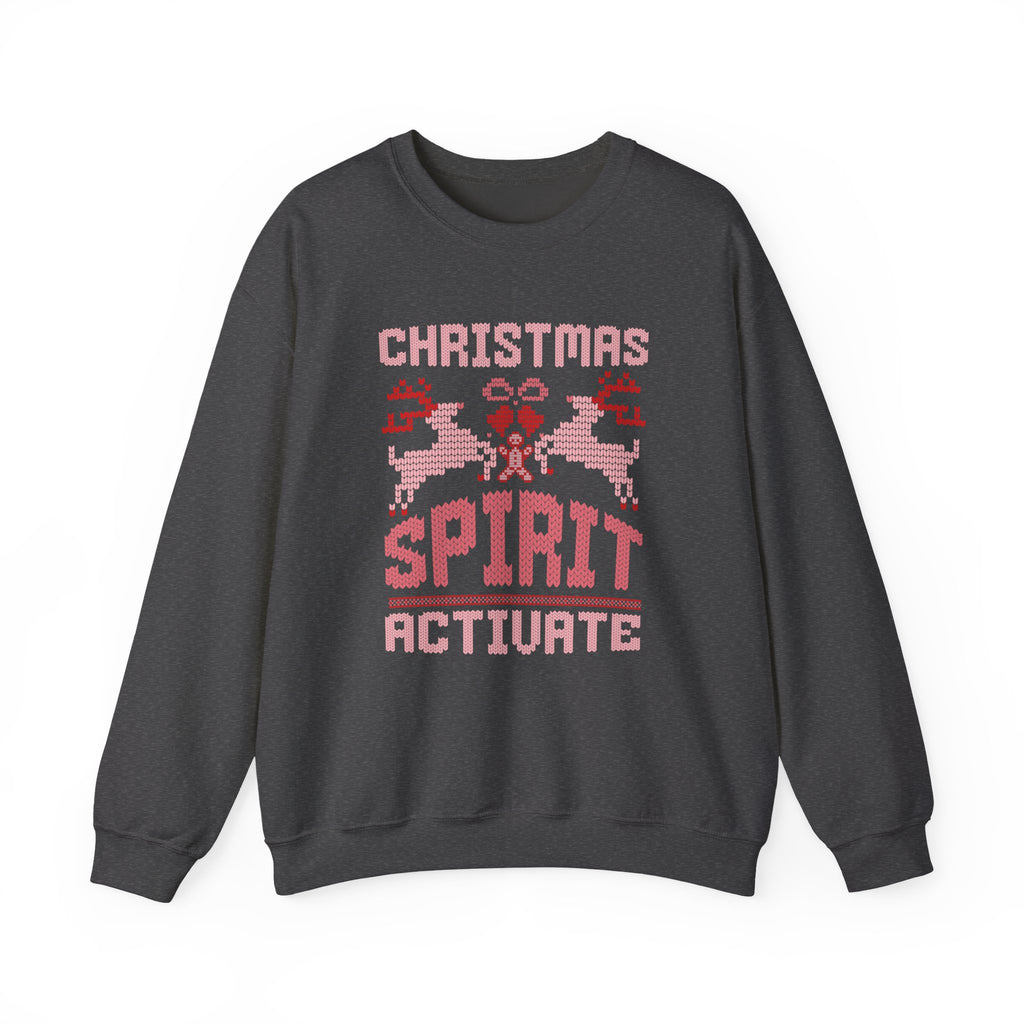 Christmas Sweatshirt Retro Pixel Reindeer Design | Christmas Spirit Activate Crewneck