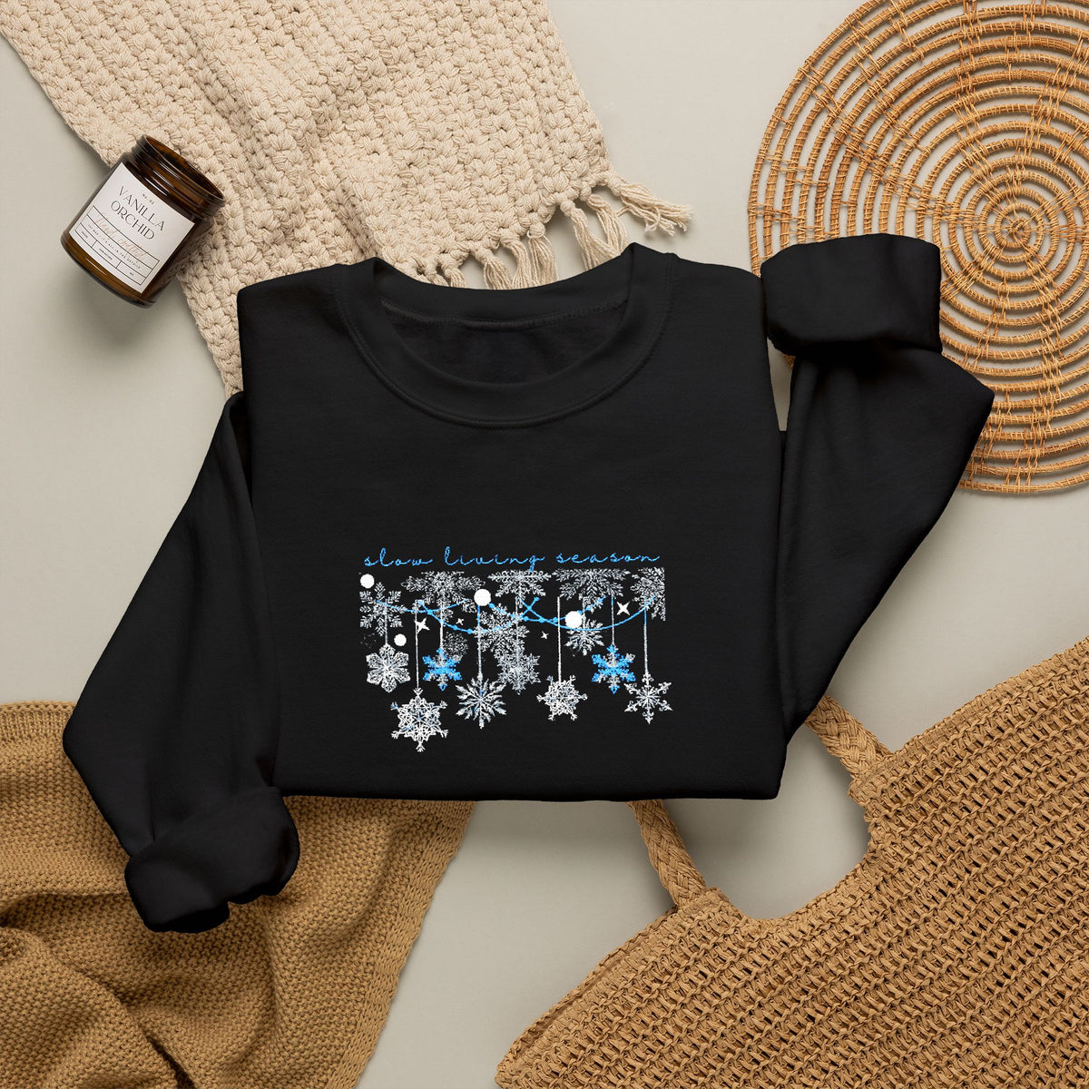 Embroidered Sweatshirt Winter Snowflakes | Slow Living Season Christmas