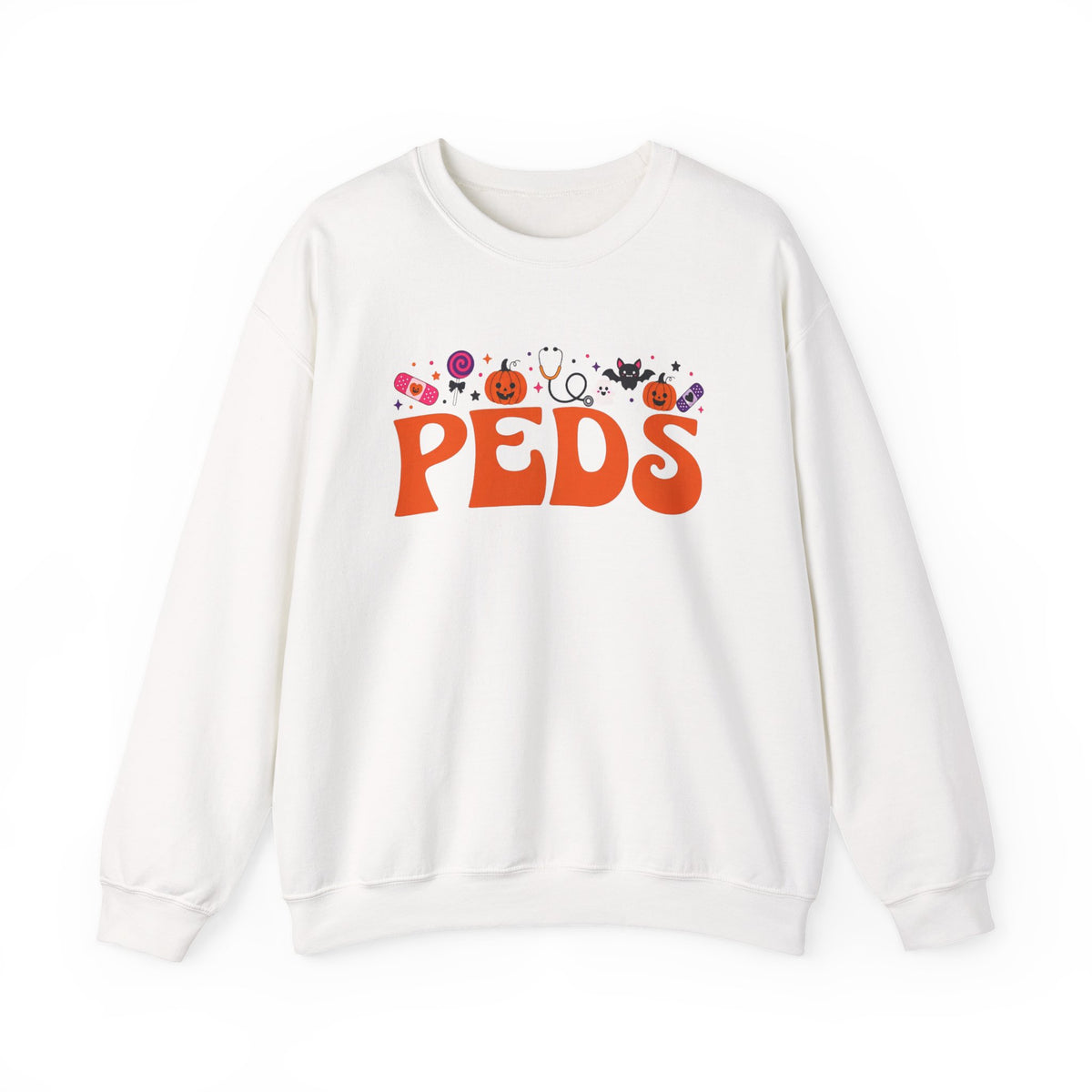 Halloween Nurse Sweatshirt PEDS | Pumpkin Candy Bat Ghost Crewneck