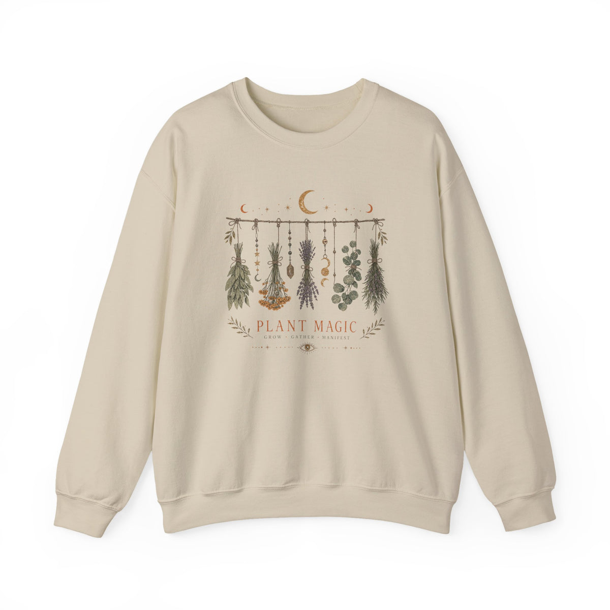 Plant Magic hanging herbs design Sweatshirt | Botanical Moon Illustration