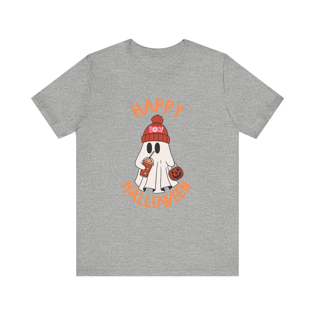Cute Ghost Wearing Beanie Happy Halloween Tee | Halloween Shirt