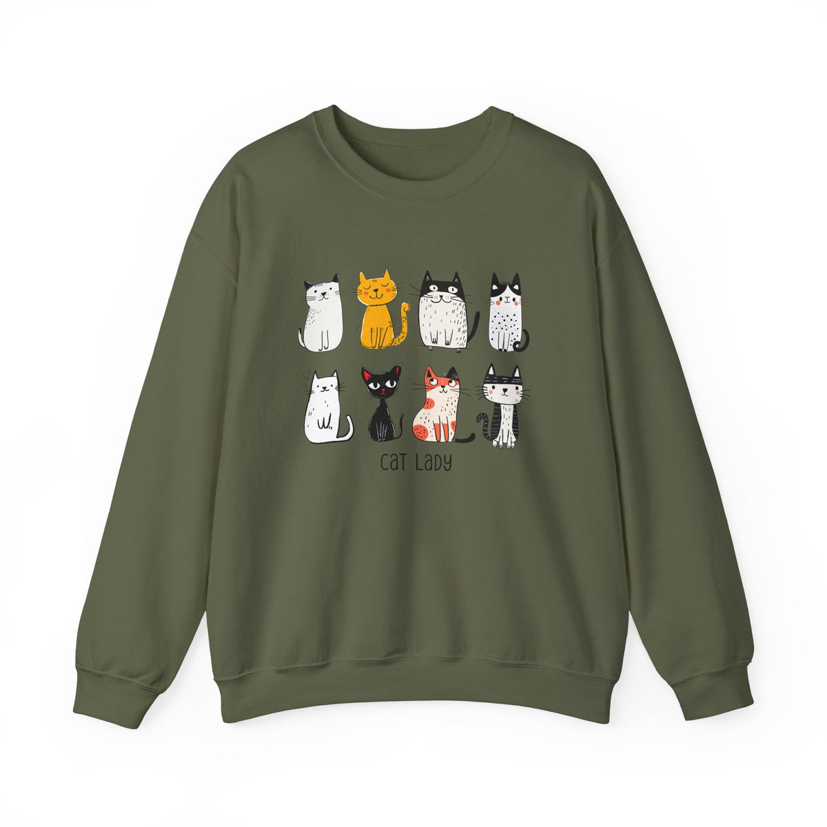 Cute Cat Illustrations Cat Lady Sweatshirt | Cat Lover Crewneck