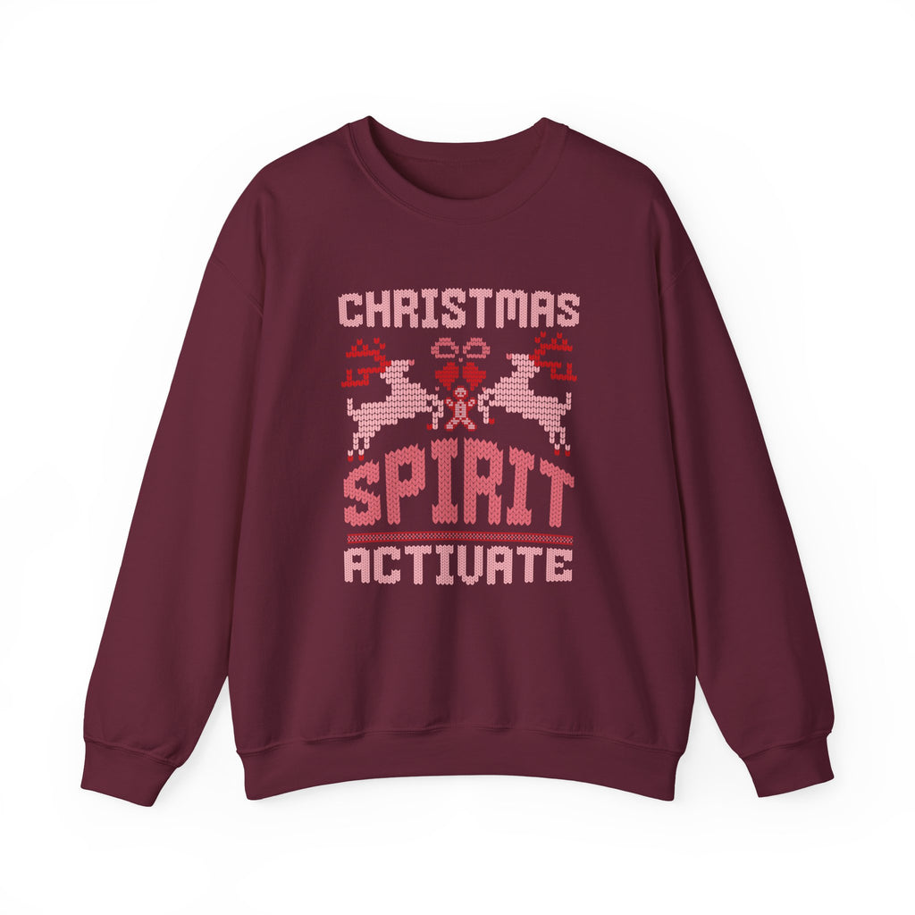 Christmas Sweatshirt Retro Pixel Reindeer Design | Christmas Spirit Activate Crewneck