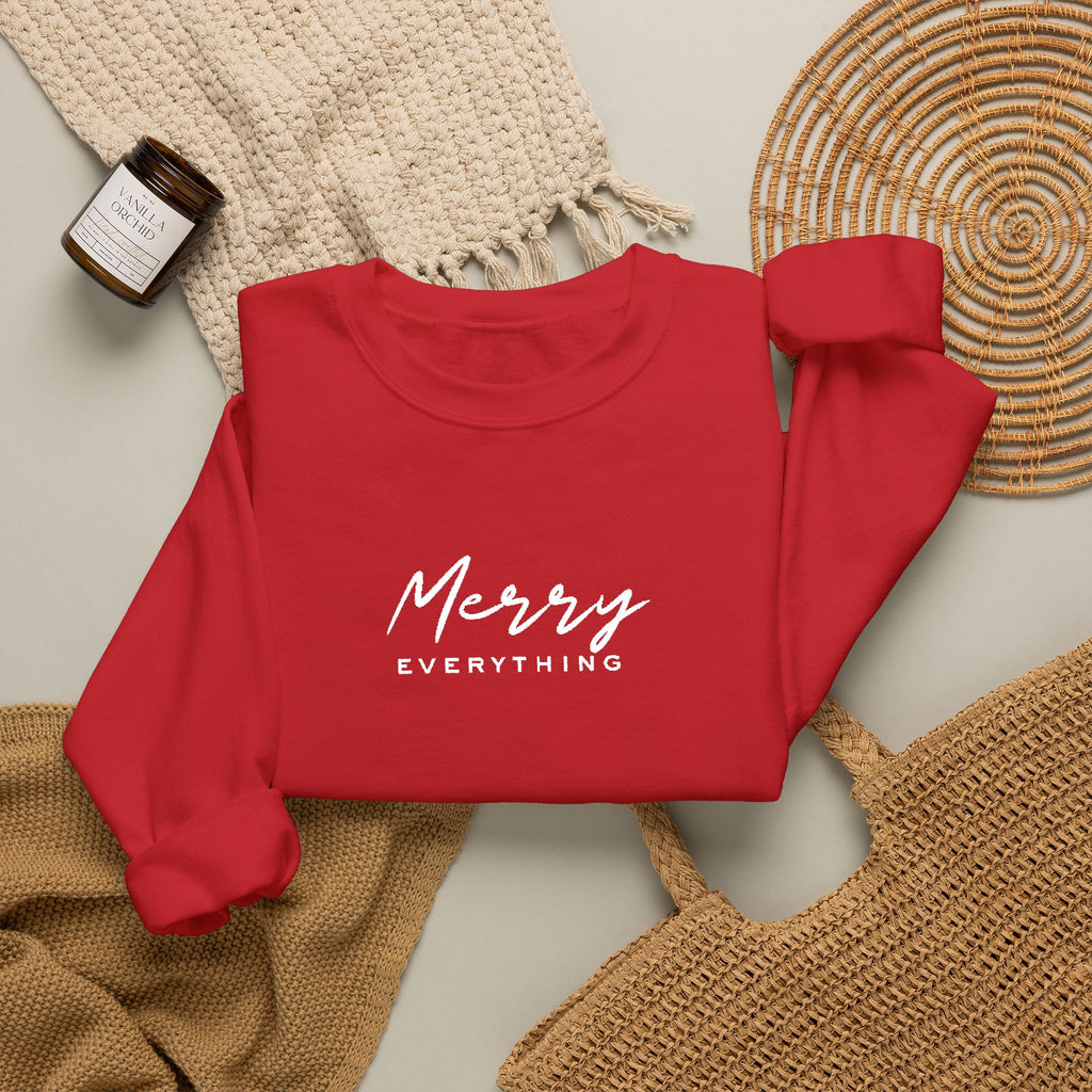 Embroidered Sweatshirt Christmas | Merry Everything Minimalist Crewneck