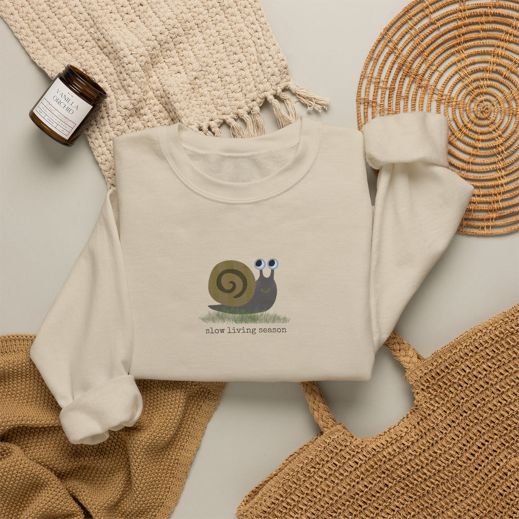 Fall Sweatshirt | Slow Living Season Cute Snail