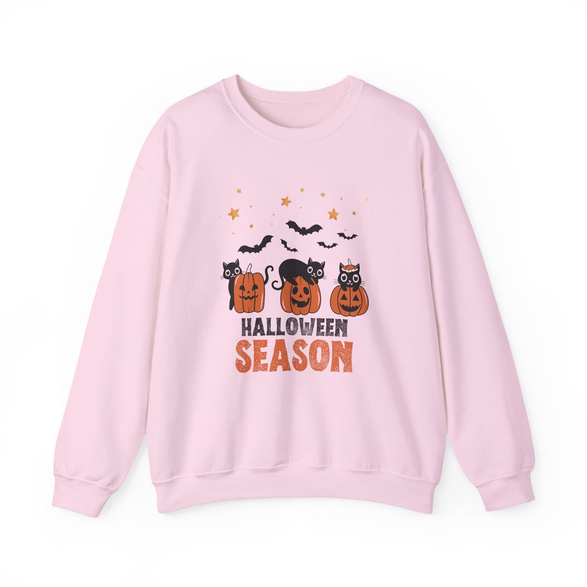 Halloween Season Pumpkin Cats Bats Stars Sweatshirt | Cute Jack-o-Lanterns