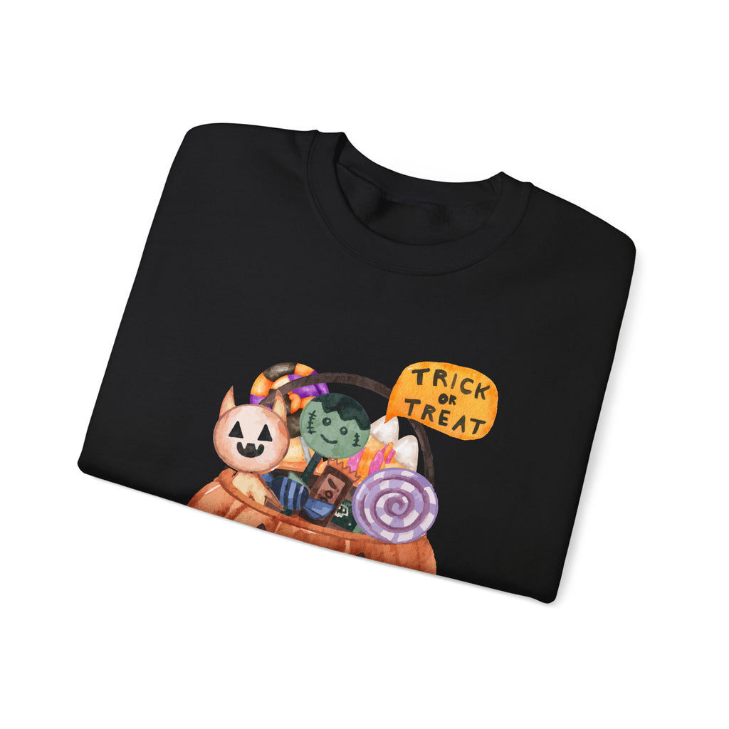 Halloween Pumpkin Candy Crewneck Sweatshirt — Trick or Treat Jack-O-Lantern Design