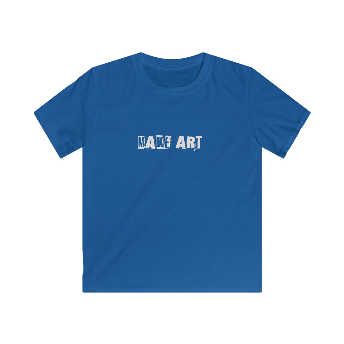 MAKE ART Kids Tee | Stencil Grunge Text, Black Graphic Shirt