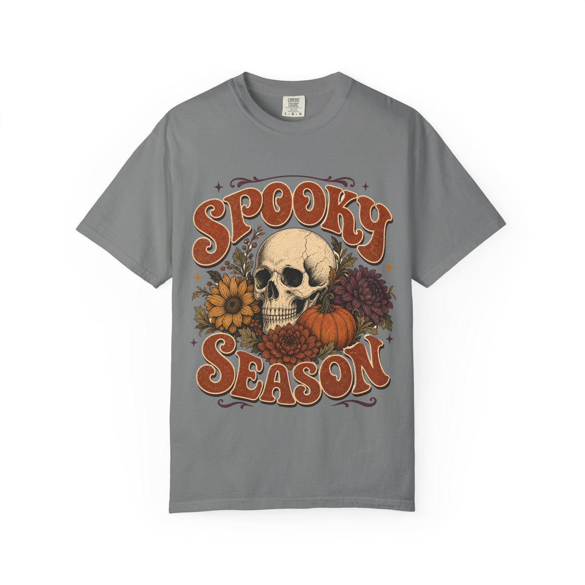 Spooky Season Skull Pumpkin Floral T-shirt | Halloween Fall Tee
