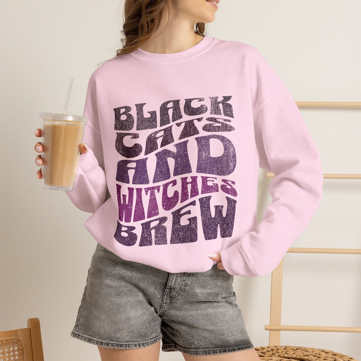 Black Cats and Witches Brew Sweatshirt | Halloween spooky typography