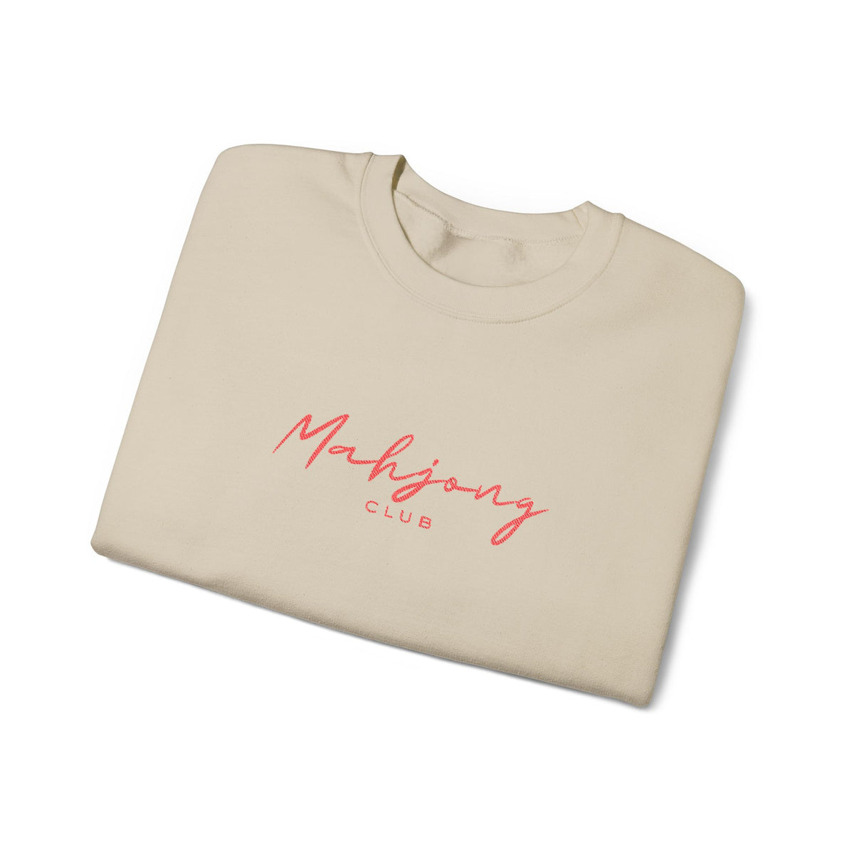 Embroidered Sweatshirt Mahjong Club | Minimalist Typography Asian Game Crewneck