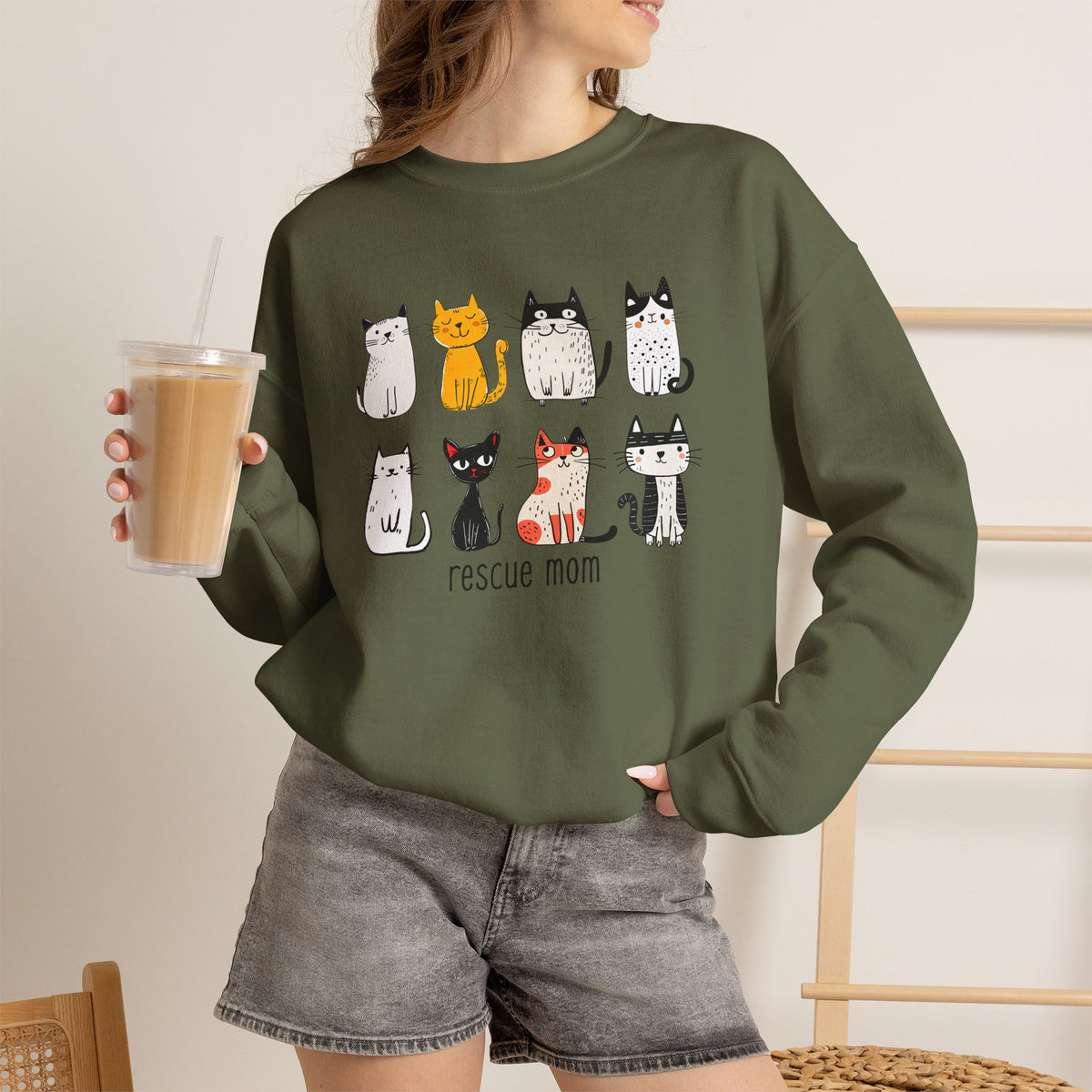 Rescue Mom Cats sweatshirt | Cat Mom Crewneck, Animal Rescue Shirt