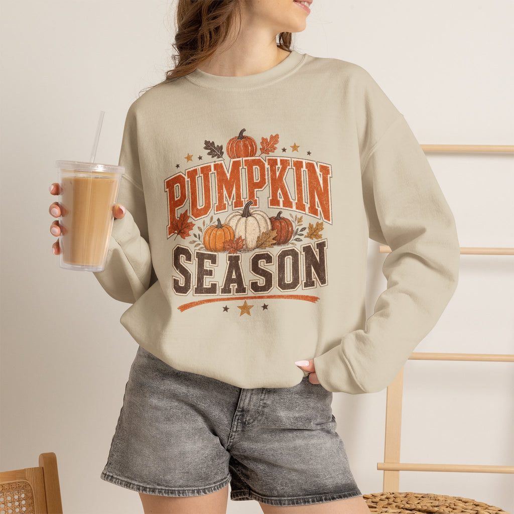 Pumpkin Season Sweatshirt | Fall Pumpkin Graphic, Autumn Leaves