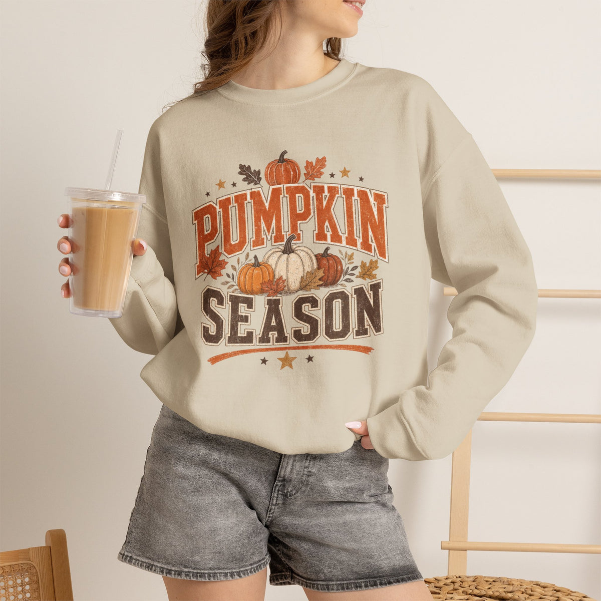 Pumpkin Season Sweatshirt | Fall Pumpkin Graphic, Autumn Leaves
