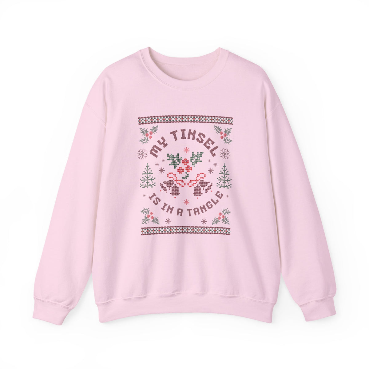 Christmas Sweatshirt Humor | My Tinsel Is in a Tangle Retro Pixel Art Crewneck