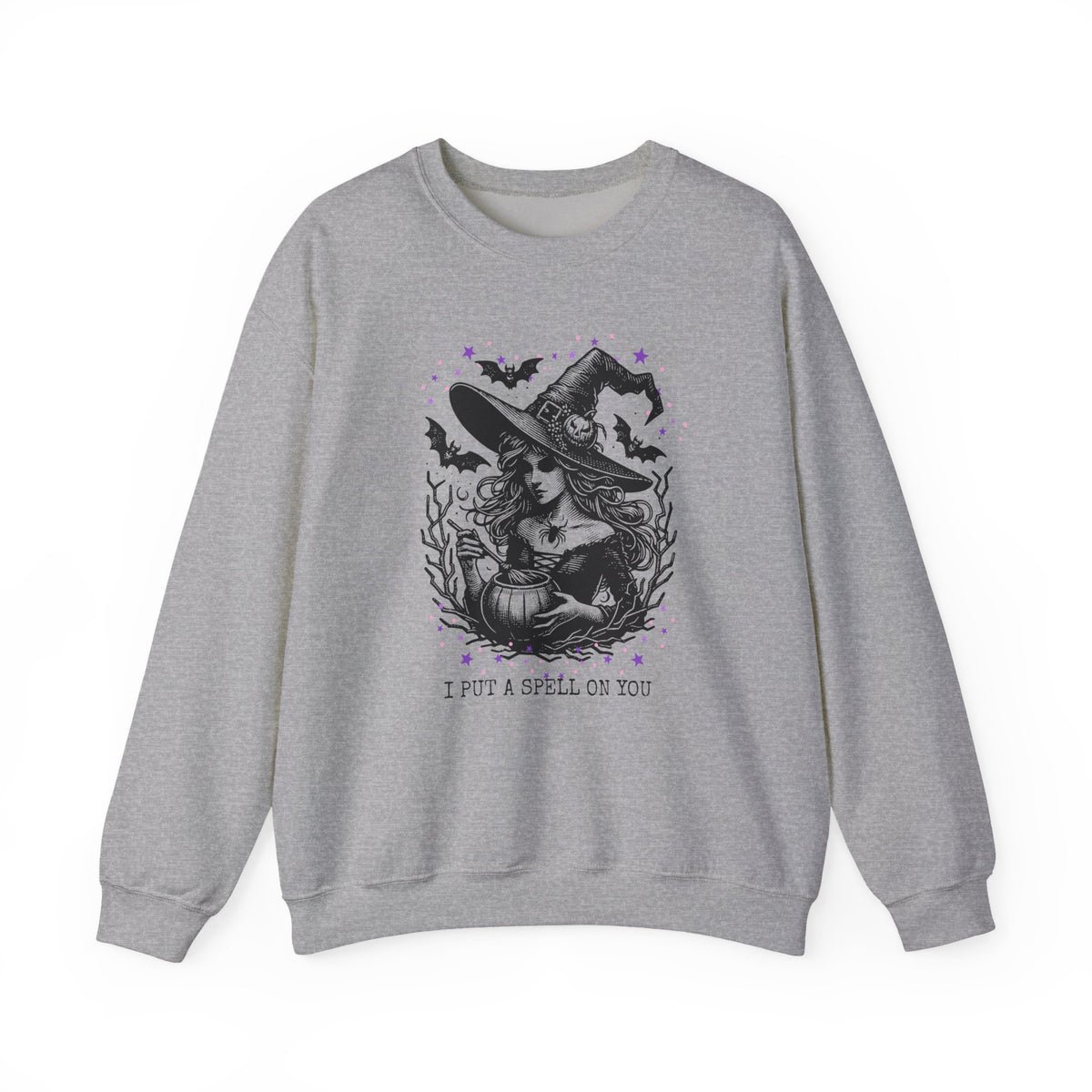 Witch Stirring Cauldron, Bats Illustration Sweatshirt | I Put a Spell on You, Halloween